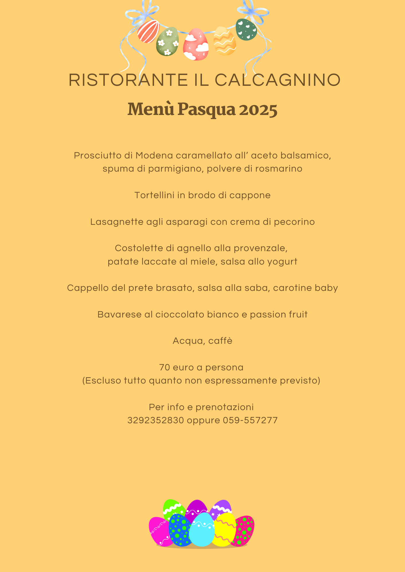 Ristorante il calcagnino pasqua 25