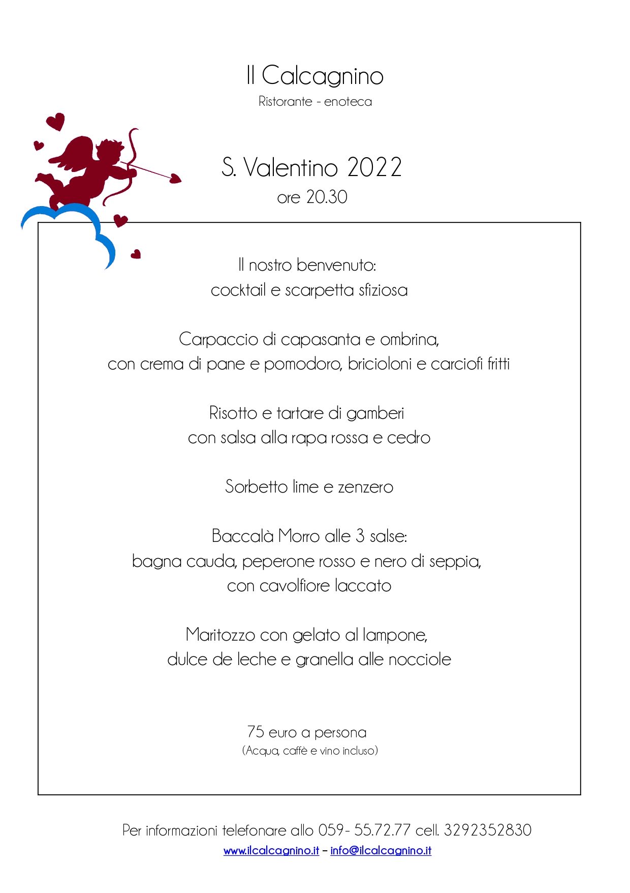 Ristorante il calcagnino san valentino 2022