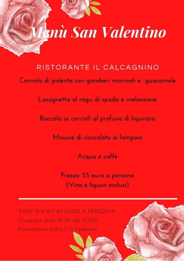 Ristorante il Calcagnino menù di San Valentino 2021