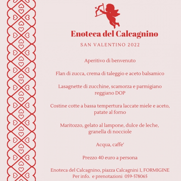 Menu San Valentino 2022