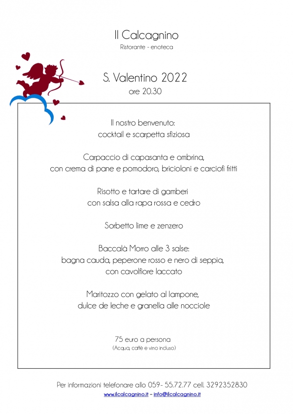 Menu San Valentino 2022