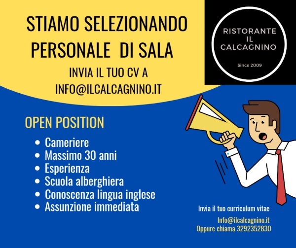 Stiamo cercando personale di Sala !